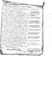 Handwritten correspondence regarding dam damage and reconstruction.