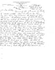 Handwritten correspondence regarding Flint communications and litigation payments.